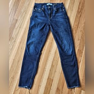 7 For All Mankind B(Air) Denim Blue Cropped Distressed Ankle Jeans Size 23
